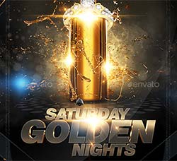 周末派对传单模板：Saturday Golden Nights